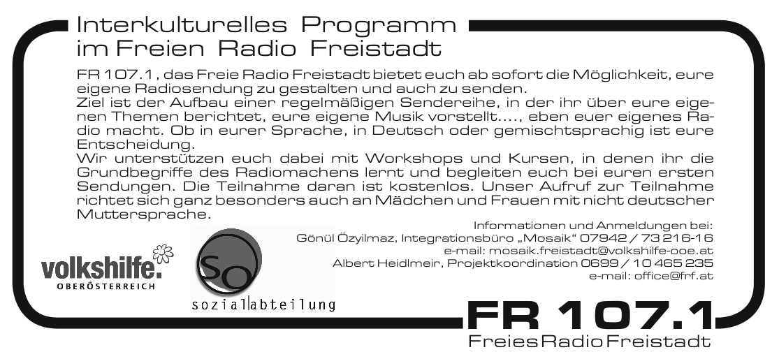 Freistadt’da sende bir türk radyo programi yapabilirsin!
