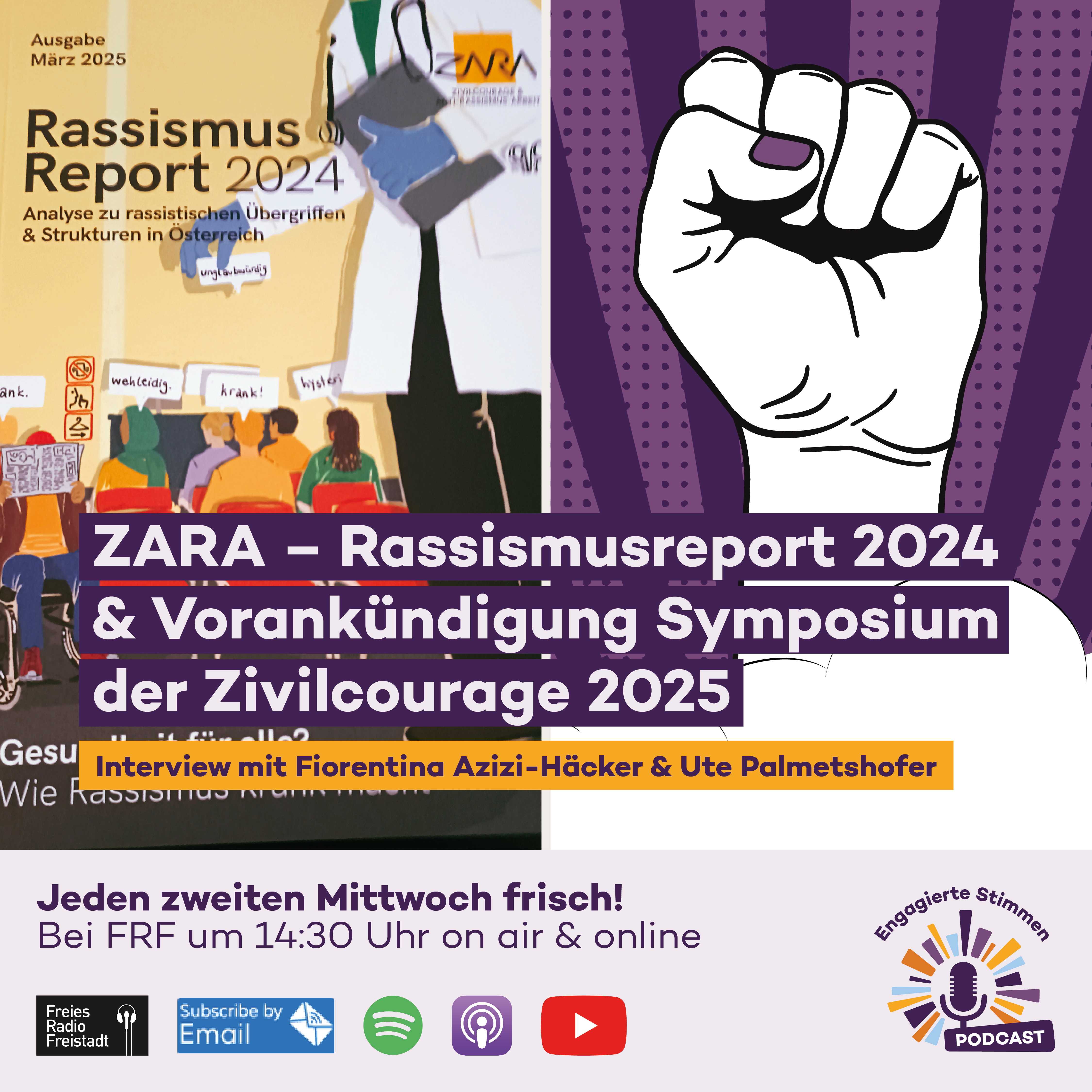 ZARA – Rassismusreport 2024 & Vorankündigung Symposium der Zivilcourage 2025 – Engagierte Stimmen Podcast #59